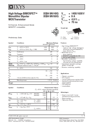 IXBH9N160G Datasheet PDF IXYS CORPORATION