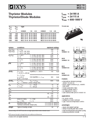 MCC72-16IO8B Datasheet PDF IXYS CORPORATION