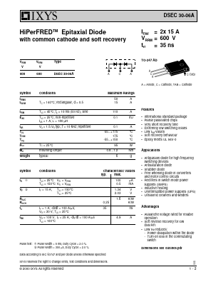 DSEC30-06A Datasheet PDF IXYS CORPORATION