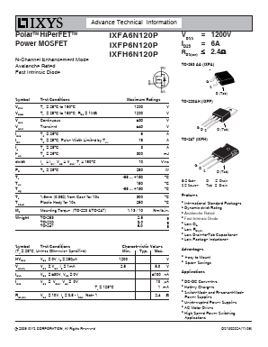 IXFH6N120P Datasheet PDF IXYS CORPORATION