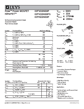 IXFH22N50P Datasheet PDF IXYS CORPORATION