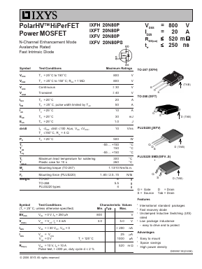 IXFH20N80P Datasheet PDF IXYS CORPORATION