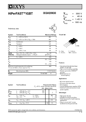 IXGH20N30 Datasheet PDF IXYS CORPORATION