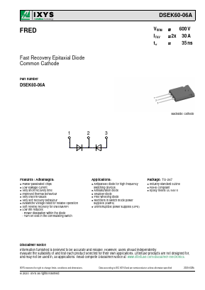 DSEK60-06A Datasheet PDF IXYS CORPORATION