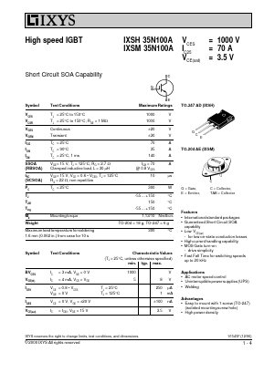 IXSH35N100A Datasheet PDF IXYS CORPORATION