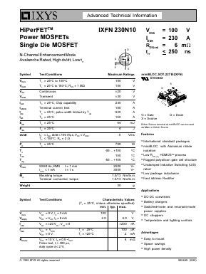 IXFN230N10 Datasheet PDF IXYS CORPORATION