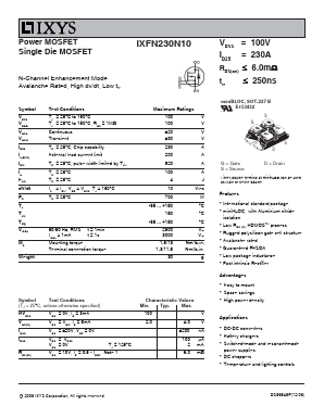 IXFN230N10 Datasheet PDF IXYS CORPORATION