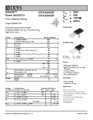 IXFX44N50F Datasheet PDF IXYS CORPORATION