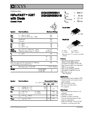 IXGH22N50BU1 Datasheet PDF IXYS CORPORATION