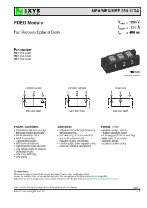 MEK250-12DA Datasheet PDF IXYS CORPORATION