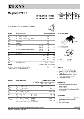 IXTM10N100 Datasheet PDF IXYS CORPORATION