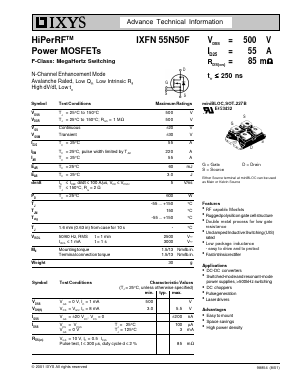 IXFN55N50F Datasheet PDF IXYS CORPORATION