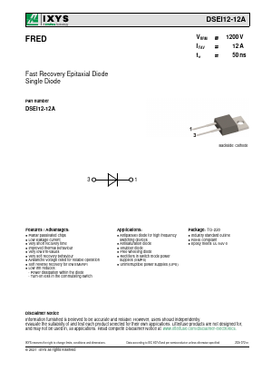 DSEI12-12A Datasheet PDF IXYS CORPORATION