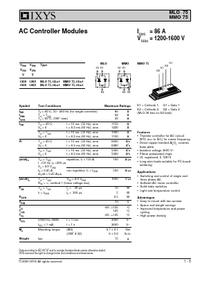 MLO75-16IO1 Datasheet PDF IXYS CORPORATION