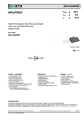 DPG10I400PM Datasheet PDF IXYS CORPORATION