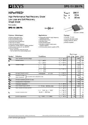 DPG15I200PA Datasheet PDF IXYS CORPORATION