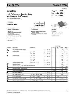 DSA30C60PB Datasheet PDF IXYS CORPORATION