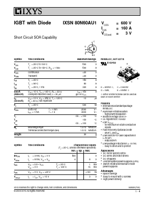 IXSN80N60AU1 Datasheet PDF IXYS CORPORATION