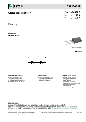 DSP25-16AR_ Datasheet PDF IXYS CORPORATION