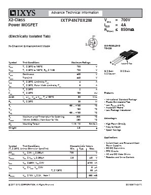 IXTP4N70X2M Datasheet PDF IXYS CORPORATION