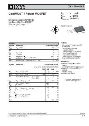 IXKH70N60C5 Datasheet PDF IXYS CORPORATION