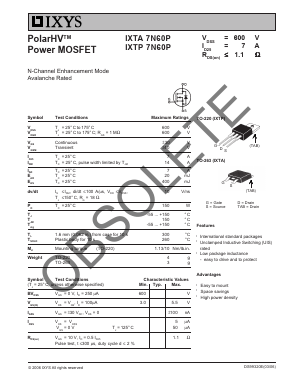 IXTA7N60P Datasheet PDF IXYS CORPORATION