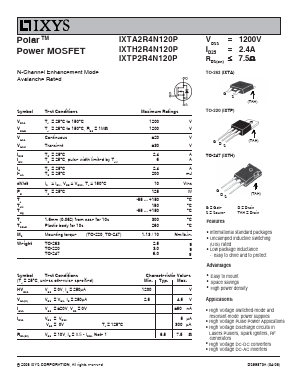 IXTA2R4N120P Datasheet PDF IXYS CORPORATION