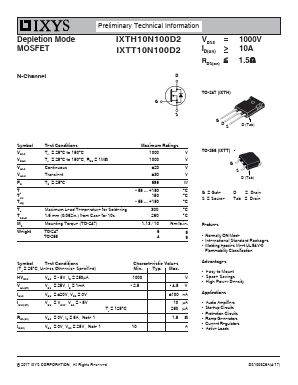 IXTT10N100D2 Datasheet PDF IXYS CORPORATION