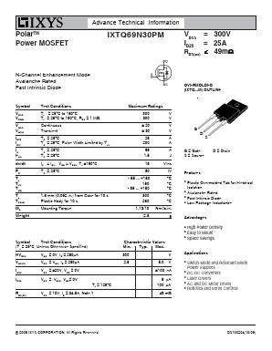 IXTQ69N30PM Datasheet PDF IXYS CORPORATION