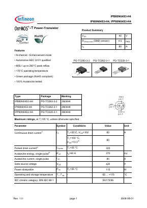 IPB80N04S3-H4 Datasheet PDF Infineon Technologies