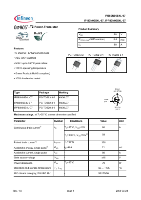 4N06L07 Datasheet PDF Infineon Technologies