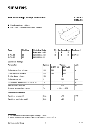 SXTA92 Datasheet PDF Infineon Technologies