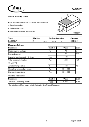 BAS170W Datasheet PDF Infineon Technologies