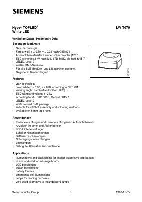 LWT676 Datasheet PDF Infineon Technologies