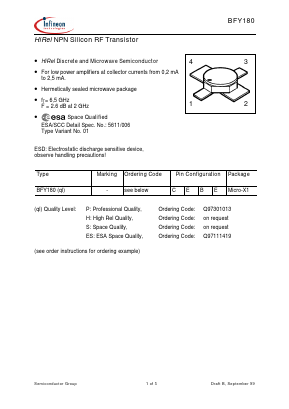 BFY180P Datasheet PDF Infineon Technologies