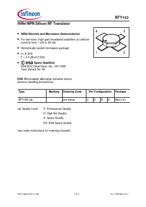 BFY182 Datasheet PDF Infineon Technologies