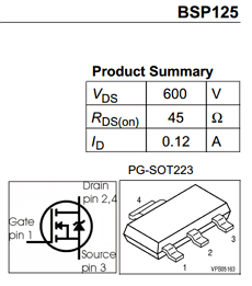 BSP125L6327 Datasheet PDF Infineon Technologies