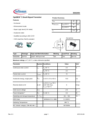 BSS205N Datasheet PDF Infineon Technologies