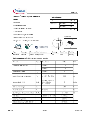 BSS205N Datasheet PDF Infineon Technologies