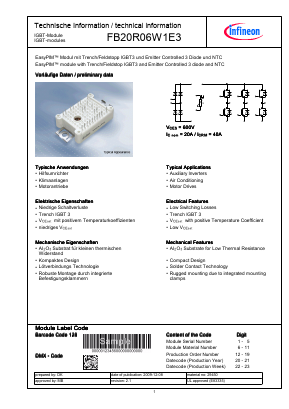 FB20R06W1E3 Datasheet PDF Infineon Technologies