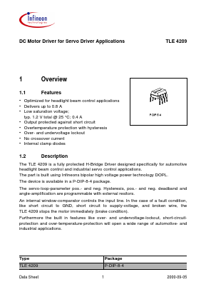 TLE4209 Datasheet PDF Infineon Technologies