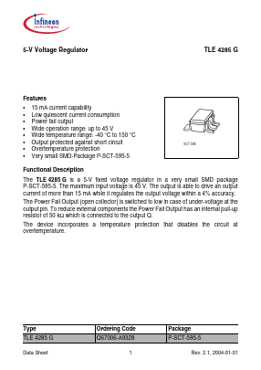 TLE4285G Datasheet PDF Infineon Technologies