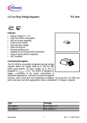 TLE4290 Datasheet PDF Infineon Technologies