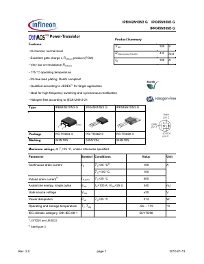 042N10N Datasheet PDF Infineon Technologies