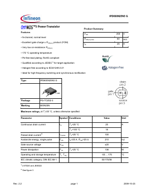 600N25N Datasheet PDF Infineon Technologies