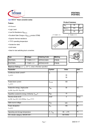 IPU07N03L Datasheet PDF Infineon Technologies