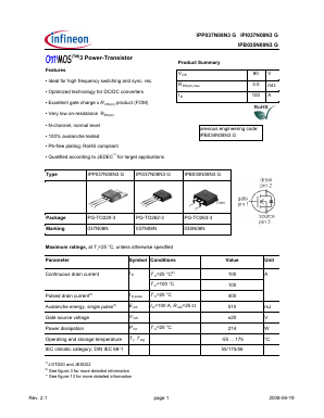 IPB035N08N3G Datasheet PDF Infineon Technologies