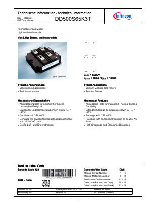 DD500S65K3T Datasheet PDF Infineon Technologies