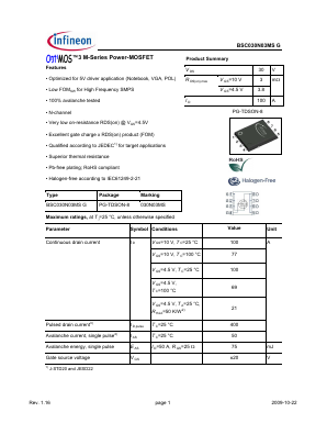 030N03MS Datasheet PDF Infineon Technologies