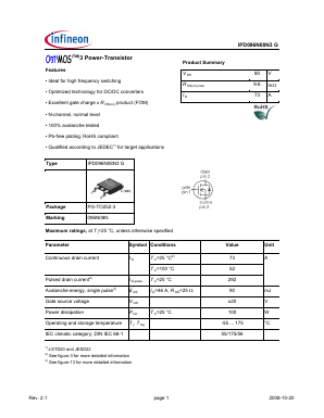 IPD096N08N3G Datasheet PDF Infineon Technologies